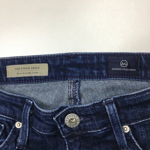 AG ADRIANO GOLDSCHMIED Medium/Dark Wash The Stevie Ankle Slim Straight Jeans - Picture 2 of 11